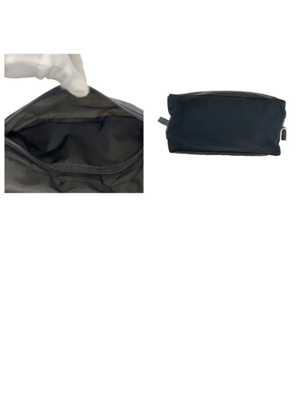 Prada Tessuto Saffiano Leather Triangular Black Nylon Clutch Pouch